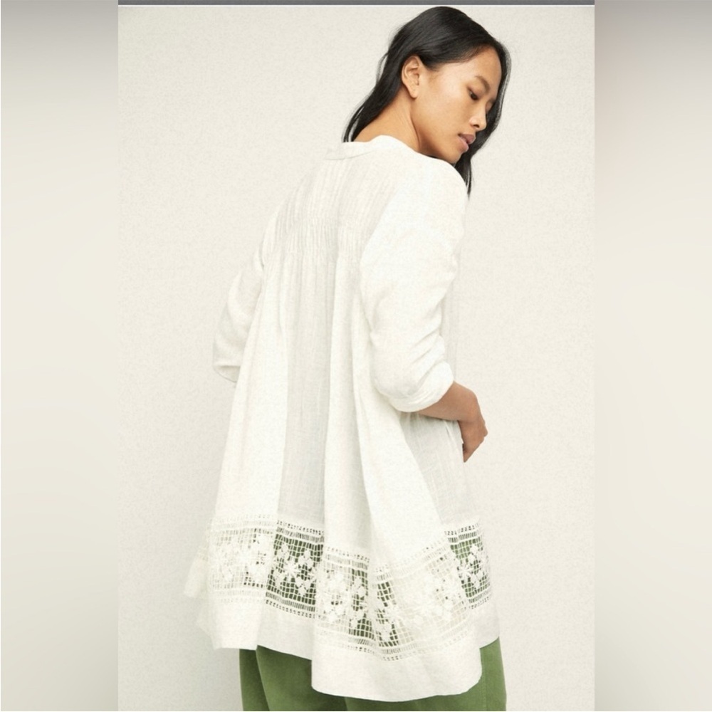 FREE PEOPLE | green gardens tunic white Lace Detail medium - Picture 4 of 13